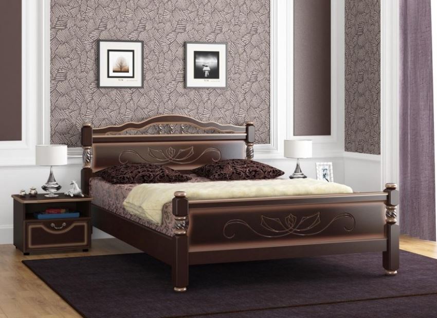 Фото Кровать двуспальная Карина-5 (СМ 140х200) без основания с универсальными царгами от производителя Браво-мебель в Щёлкино по цене 17 530 ₽