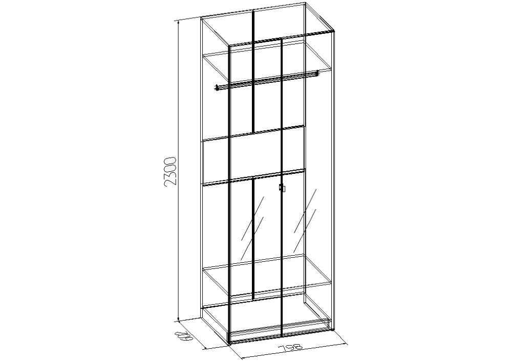 Фото Шкаф Bauhaus-8 (80) с зеркалами двухдверный от производителя Глазов в Щёлкино по цене 18 210 ₽
