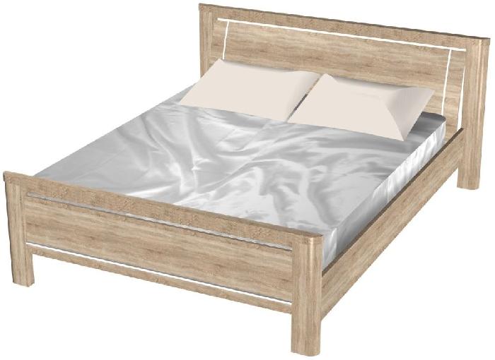 Кровать двуспальная Магнолия (СМ 140х200) без основания ( 140х200 , ЛДСП/МДФ , дуб бардолино , без подъемного мех. , без ящиков , без матраса (СБК) )