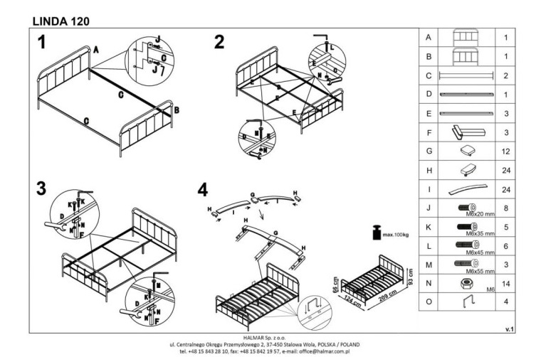 Фото Кровать односпальная Halmar Linda (СМ 120х200) c основанием в Щёлкино по цене 19 210 ₽ от производителя Halmar , код товара 2000001675915 шт Фото Кровать односпальная Halmar Linda (СМ 120х200) c основанием от производителя Halmar  в Щёлкино по цене 19 210 ₽