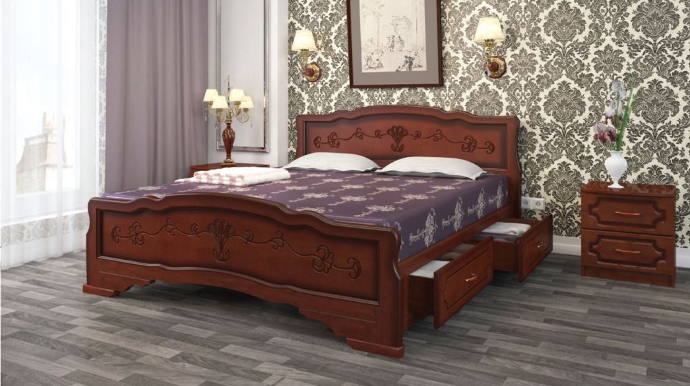 Фото Кровать односпальная Карина-6 (СМ 90х200) с выдвижными ящиками, без основания с универсальными царга от производителя Браво-мебель в Щёлкино по цене 26 220 ₽