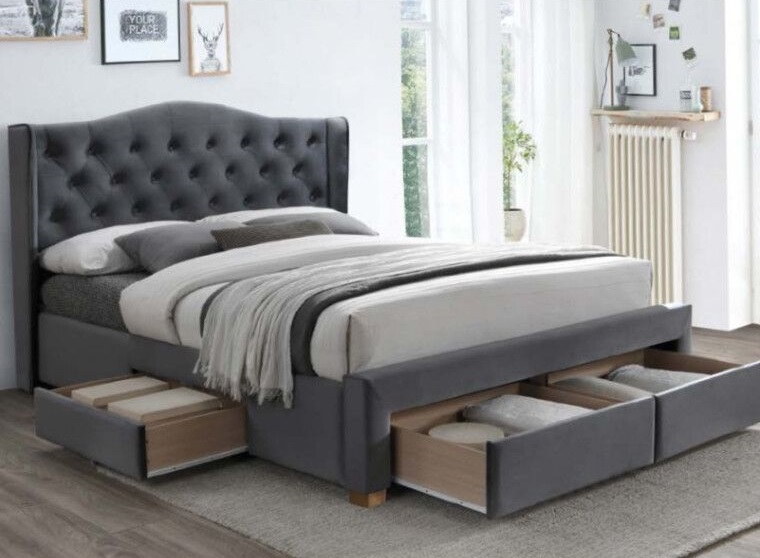 Фото Кровать двуспальная Signal Aspen velvet bluvel II (СМ 160х200) c ортопедическим основанием от производителя Signal в Щёлкино по цене 99 730 ₽