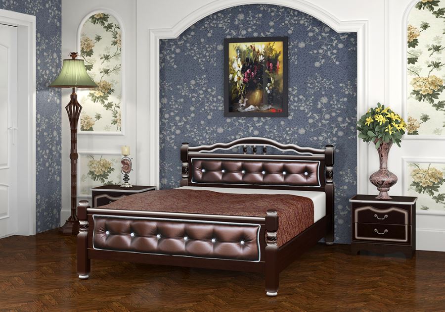 Фото Кровать односпальная Карина-11 (СМ 120х200) с элементами экокожи, без основания с универсальными цар от производителя Браво-мебель в Щёлкино по цене 16 680 ₽