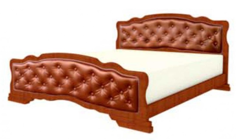 Фото Кровать двуспальная Карина-10 (СМ 160х200) с элементами экокожи, без основания с универсальными царг от производителя Браво-мебель в Щёлкино по цене 20 370 ₽