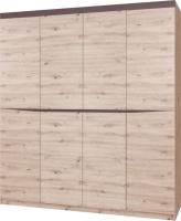 Шкаф Тиана ШР-4 (200) без зеркал четырехдверный (дуб бонифаций, дуб бонифаций-вольфрам,(Браво-мебель)) в Щёлкино от производителя 