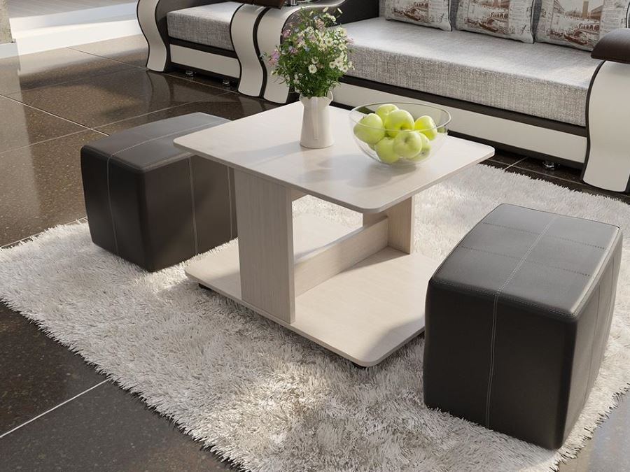 Фото Стол журнальный Капри с пуфиками от производителя ТриЯ в Щёлкино по цене 9&nbsp;160 ₽