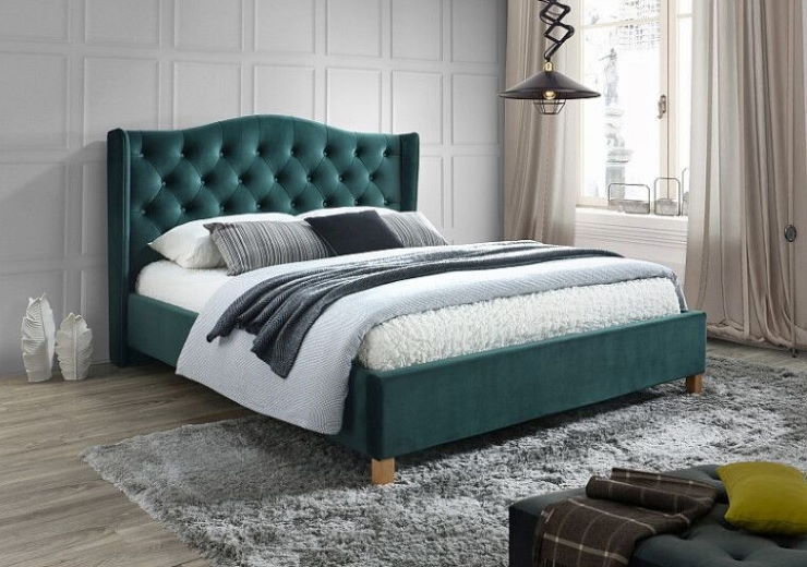 Фото Кровать двуспальная Signal Aspen velvet bluvel (СМ 180х200) c ортопедическим основанием от производителя Signal в Щёлкино по цене 80 830 ₽