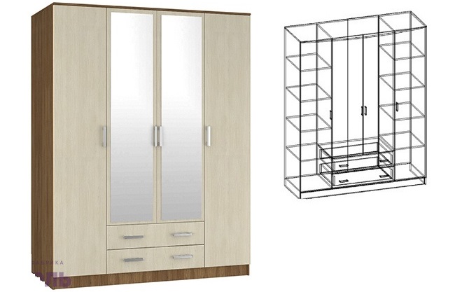 Фото Шкаф Светлана (168) четырехдверный от производителя Мебель Маркет в Щёлкино по цене 34&nbsp;440 ₽