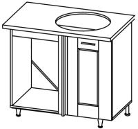 Кухня Селена К-78 стол-мойка угловая 1000 правая (текстиль, карпатская ель,(Глория (Ставрополь Мебель))) в Щёлкино от производителя 