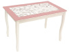 Стол обеденный Стиль 2 Ажур III mini  (№4 массив дерева, лдсп-стекло-пастель,  триумф белый (Мебель из стекла) )
